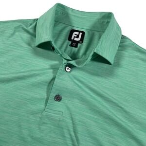 FootJoy FJ Golf Polo Shirt Men's L Green Heathered Performance Quick Dry